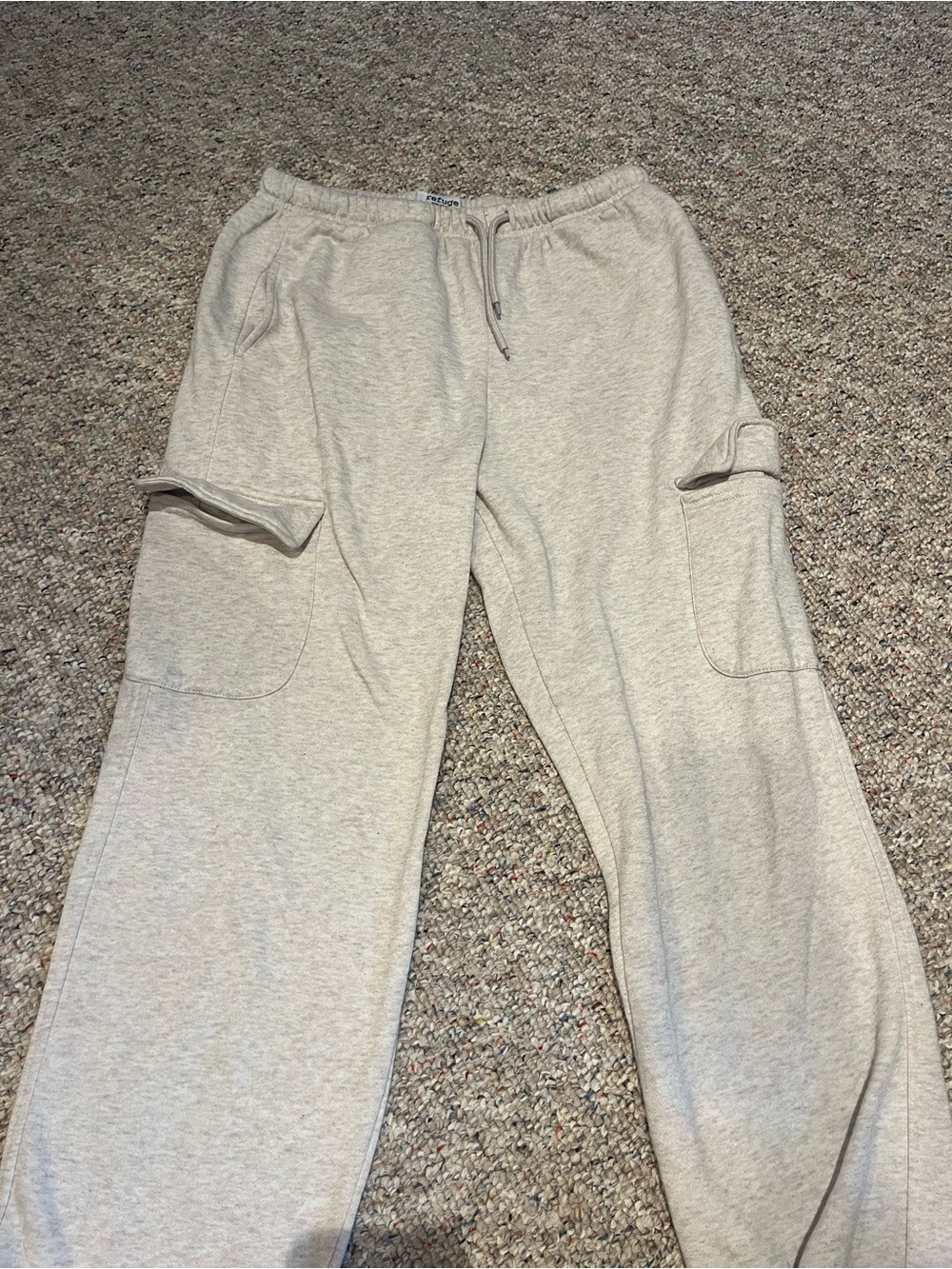 Women’s Cream Cargo Sweatpants with Drawstring